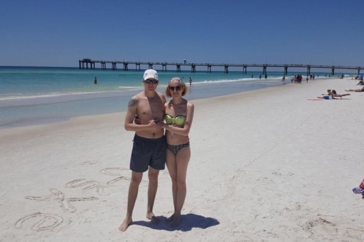 Sergey and Natalia on a Florida beach, 2017